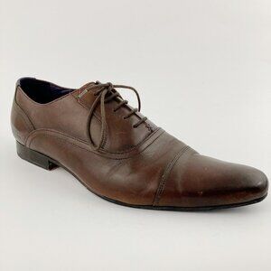 Ted Baker Men's Rogrr 2 Toe-cap Oxford Leather Shoes Size 10.5 Brown Lace-up